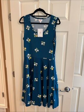 Sleeveless Teal Floral A-Line Dress